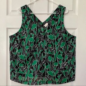 A NEW DAY Green + Black Polka Dots Tank Top Blouse